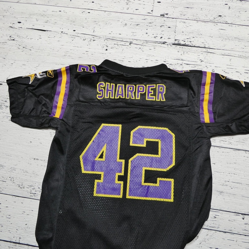 Minnesota Vikings Football Jersey Boys Medium Black NFL Reebok Sharper 42 - Picture 8 of 11